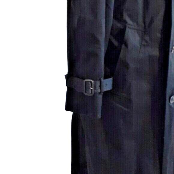 London Fog Cape Back Trench Coat 40R BLACK Double-Breasted Belted Preppy Classy - Picture 3 of 12